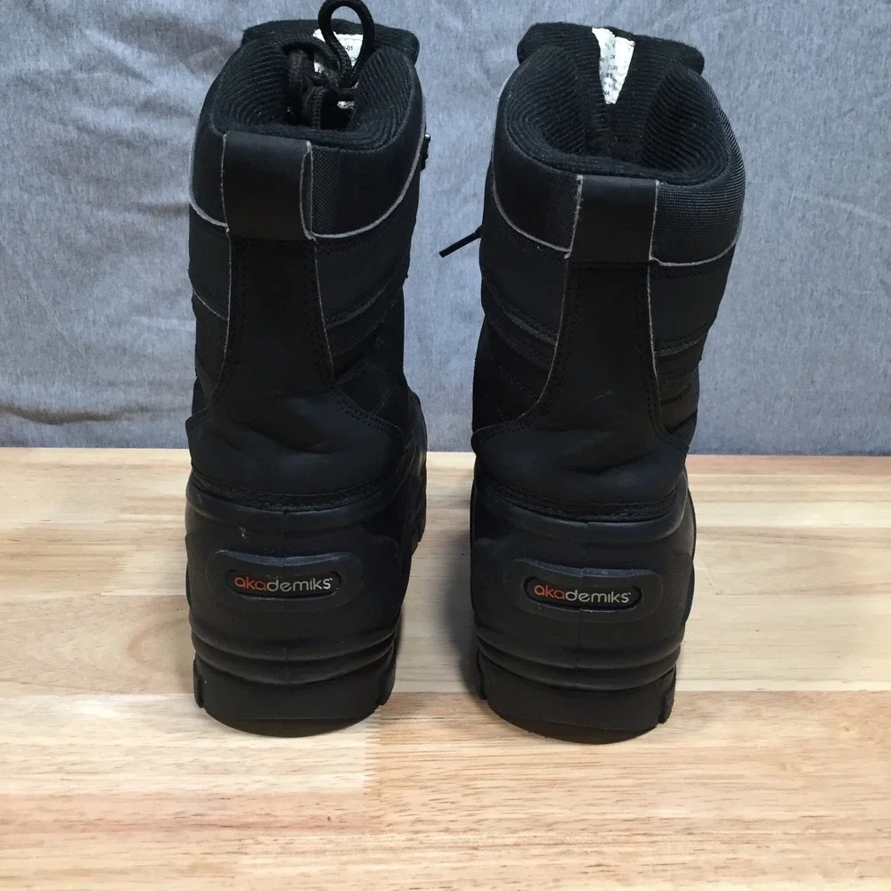 Akademiks Mens Snow Boots Winter Duck Boot Lace Up 8 Black Excellent